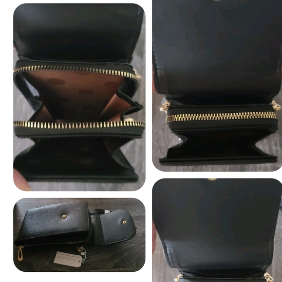 PARK AVE COLLECTION PHONE CROSSBODY BAG BLACK MULTI SECTIONAL DETACHABLE STRAP - Picture 2 of 12